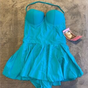 Bettie Page Turquoise One Piece Swimsuit